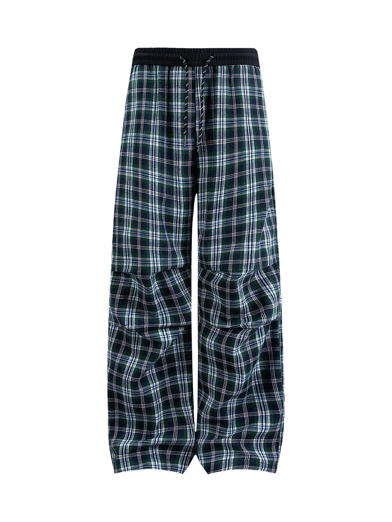 CCCMAI Men's plaid drawstring pants, soft and comfortable four-season lounge pants with an elastic waistband, versatile everyday warm bottoms for both men and women