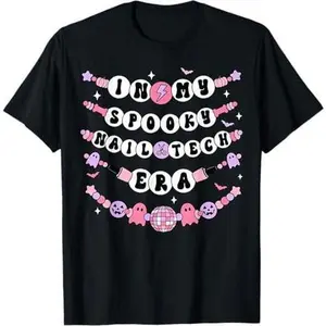 Spooky Nail Tech Era Cute Manicurist Halloween Bracelet T-Shirt