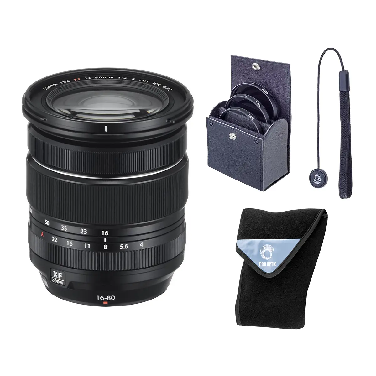 Fujifilm XF 16-80mm f/4.0 R OIS WR Lens, Bundle with 72mm Digital Essentials Filter Kit and 15x15" Lens Wrap, Compact, Photographers, Camera, 24Mm To 120Mm