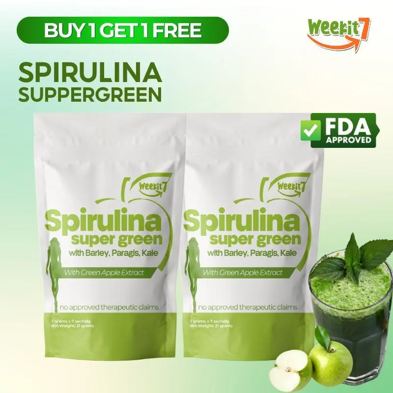【Buy 1 Get 1 Free】【Weekit7 Spirulina Powder 】2 Packs | Daily Digestive & Detox Support | Helps Maintain Gut Balance & Reduce Bloating | Boost Immunity | FDA Registered