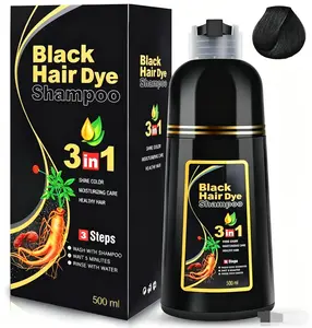 3 in 1 Hair Dye Shampoo - Can cover gray hairs,Herbal Ingredients,Contains Ginseng Extract,Natural Haircoloring, black hairdye