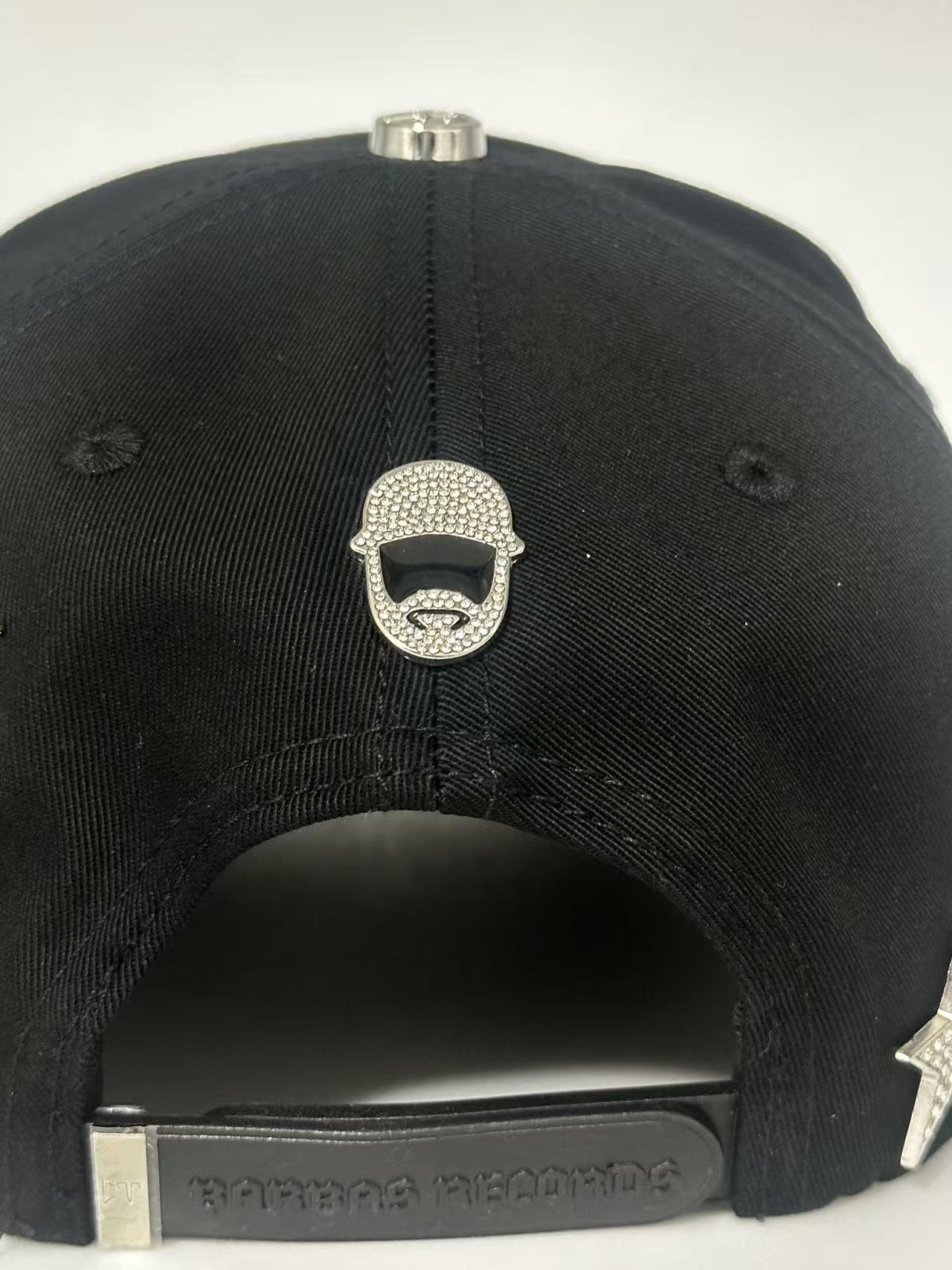 Rhinestone Star Moon Streetwear Snapback Hat - Black Embroidered Hip Hop Baseball Cap, Unisex Adjustable Urban Street Style Headwear