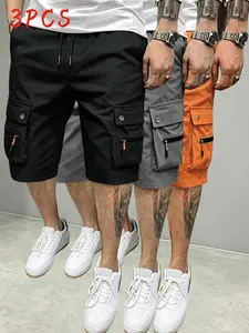 3-Pack Men’s Outdoor Casual Cargo Shorts with Large Pockets — New Arrival, Versatile Trendy Design, Drawstring Waist, Comfortable Workwear Shorts
