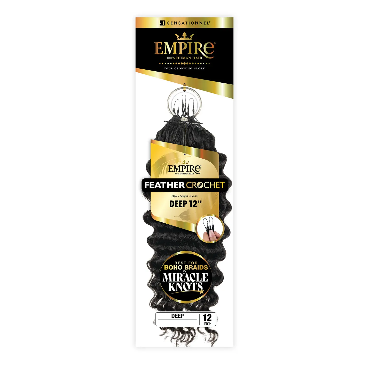 Sensationnel Human Hair Crochet Braids Empire Feather Crochet Deep 12"