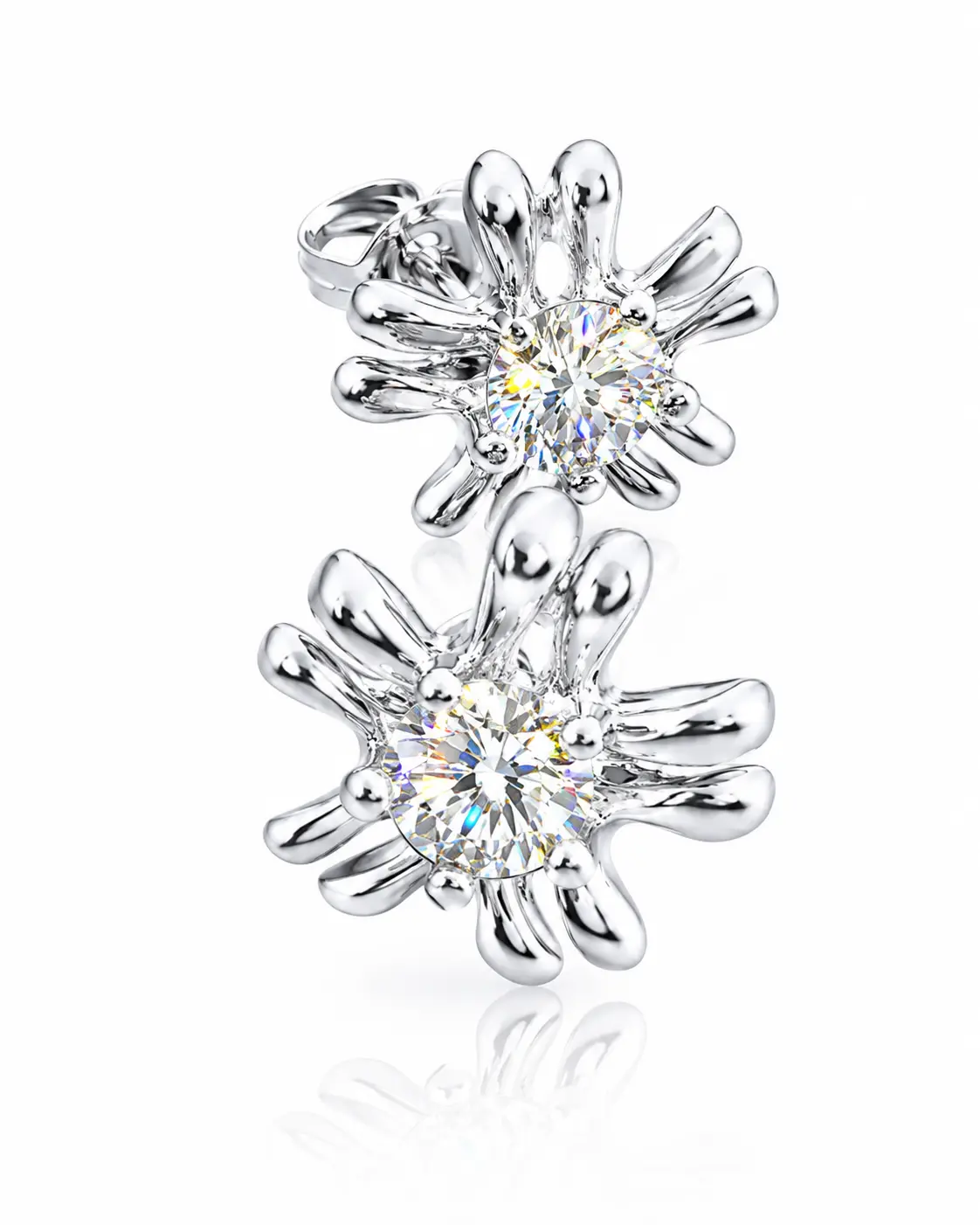 Floral Drop Moissanite Earrings, GRA Certificate