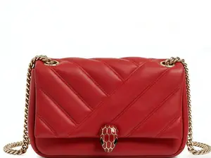 Pre-owned Bvlgari Red Serpenti Cabochon Snakehead Chain Shoulder Bag 22.5cm th260411032