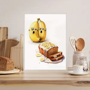One Piece of Un Modern Art Featuring a Whimsical Banana Bread  Canvas Poster, Suitable for Kitchen Decor. This Cartoon-Style Wall Art Can Be Used As a Poster Or Print, Making It a Great Artwork for Festivals, Bedrooms, Offices