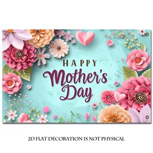1 piece, 70.9*43.3 inches, Mother's Day party banner, pink and blue background cloth, for party decoration, home room, yard, farm garden entrance, graduation photography, live streaming, wedding, living room photo wall props, easy-to-hang design