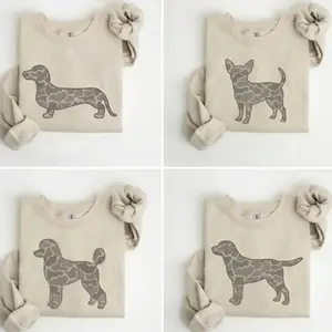 Funny Dog Camo Sweatshirt – Dog Lover Unisex Graphic Crewneck, Trendy Dog Mom & Dad Pullover, 50 Breeds Available