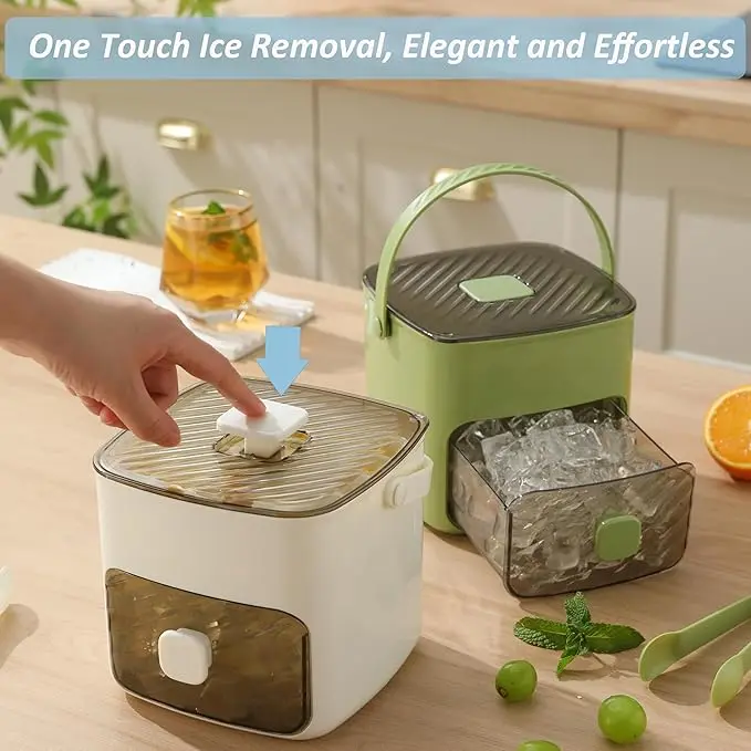 Press Release Ice Cube Tray with Carry Handle, 2 in 1 Large Capacity Ice Storage Bin, Food Grade Ice Mold Ice Ball Maker for Freezer Home Kitchen