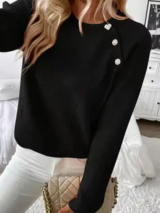 Elegant Women's Knit Pullover Sweater, Knitwear, Autumn Winter Casual Wear, Perfect for Daily Commuting & Leisure Activities