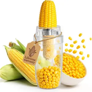 Corn Peeler & Stripper for Corn  the Cob, Safe   Inside,  No-Mess Cup, Serrated  for Easy Kernel Removal - Prep Corn in Secds