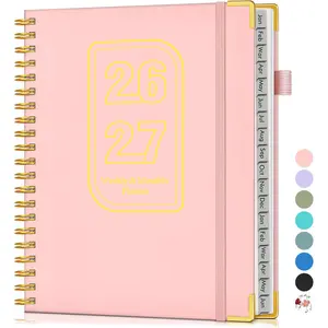 2026-2027 18 Months Weekly and Monthly Hardcover Planner January 2026 - June 2027 8.5" x 11" A4 Large Daily Calendar Planner Book with Tabs Spiral Yearly Agenda Organizer Notebook for School Work Home Pink
