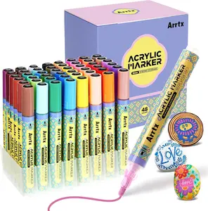 ARRTX front valve  Acrylic Paint Pens, 3mm Medium Tip Paint Markers Paint Pens, Non Toxic, Waterbased, Quick Drying for Artists Detailing, Rock Painting, Wood, Canvas, DIY Crafts Making Art Supplies