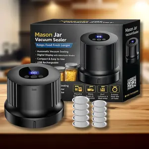 Electric Mason Jar Vacuum Sealer Kit for Wide Mouth & Regular Mouth Jars - Includes 5 Wide & 5 Regular Lids, USB Rechargeable, Portable, Easy to Use