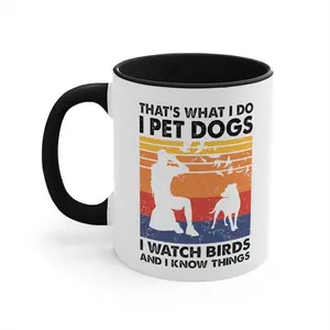 Funny Dog and Bird Lover 11oz/15oz Ceramic Coffee Mug, Hilarious Birding Birdwatching Gift for Men Women, Ideal Present for Birdwatchers Birder Ornithologist Backyard Wildlife Enthusiasts, Birthday Office Tea Mug for Dog Bird Fans