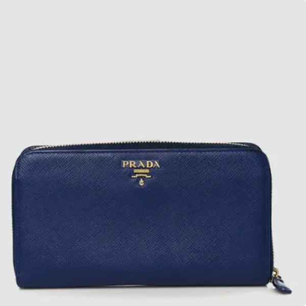 Pre-owned PRADA leather Clutches & Wristlets Logo Saffiano Zip Around Wallet JD066PR