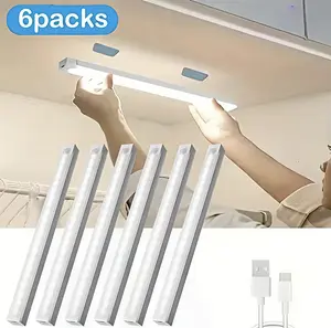 6-Pack Magnetic LED Under-Cabinet Motion-Sensor Lights, Modern Home Decorative Lights for Kitchens, Sink Areas,summerwins