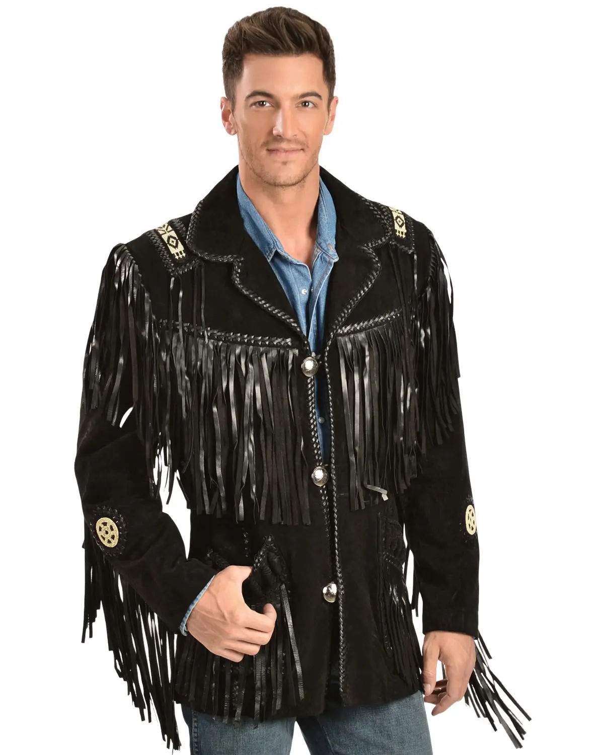 Scully Men's Men'S Fringed Suede Leather Coat Tall - 758-67
