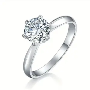 1.0ct Synthetic Moissanite Ring Engagement / Wedding/Anniversary/Valentines Day/ Birthday Ring High Quality Jewelry With Certificate And Gift Box
