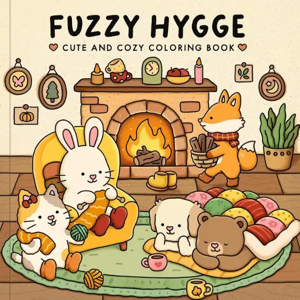 Halloween Fall Gift Christmas Fuzzy Hygge A Cute and Cozy Coloring Book for Adults and Teens, Super Cute Designs for Relaxing Winter Evenings