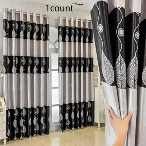 1pc Elegant Silver Block Curtains, Home Decoration Curtain, Modern Artistic Style Drapes for Living Room Bedroom Balcony, Sunshade Insulation Noise Reduction