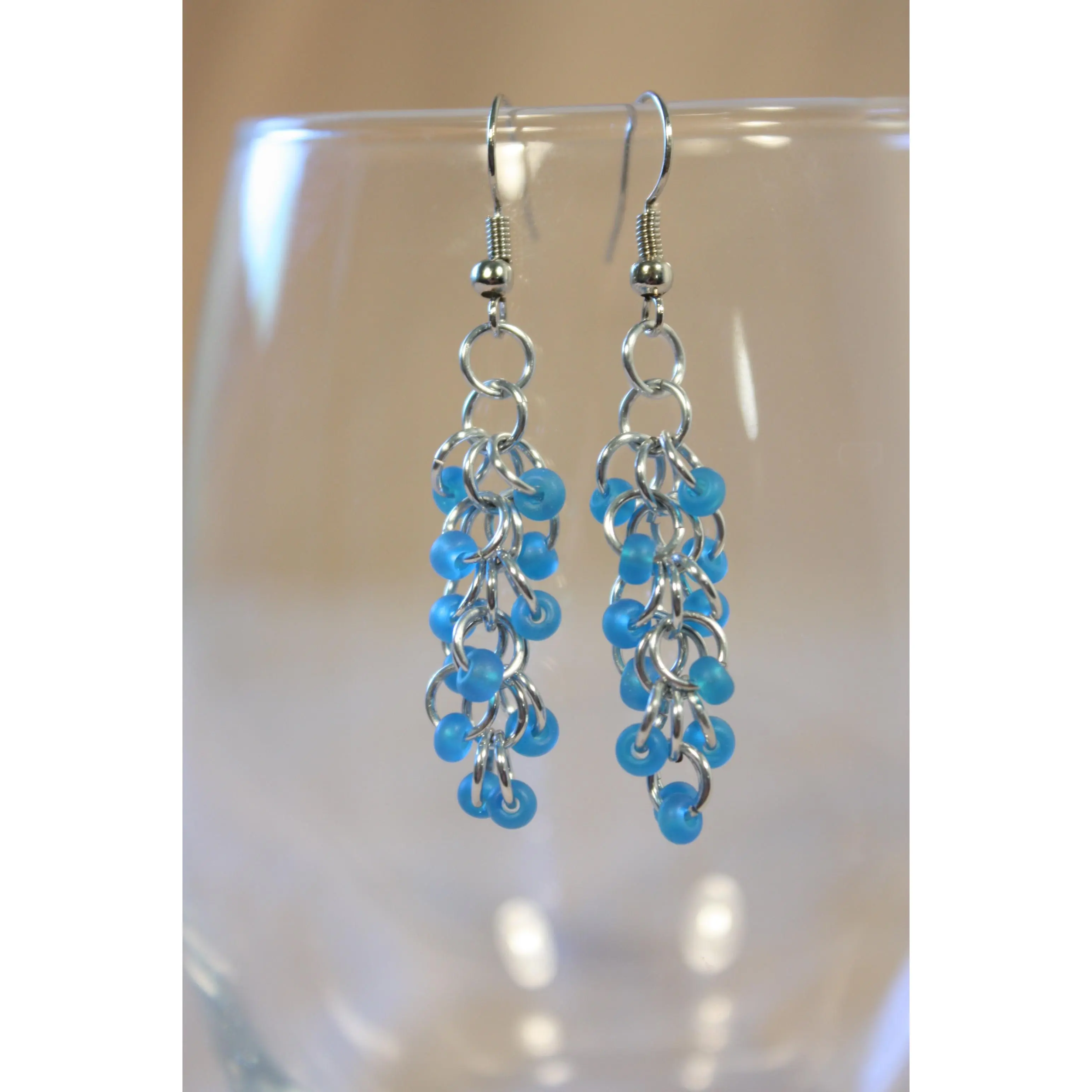 Beaded Shaggy Loop Chainmaille Earrings