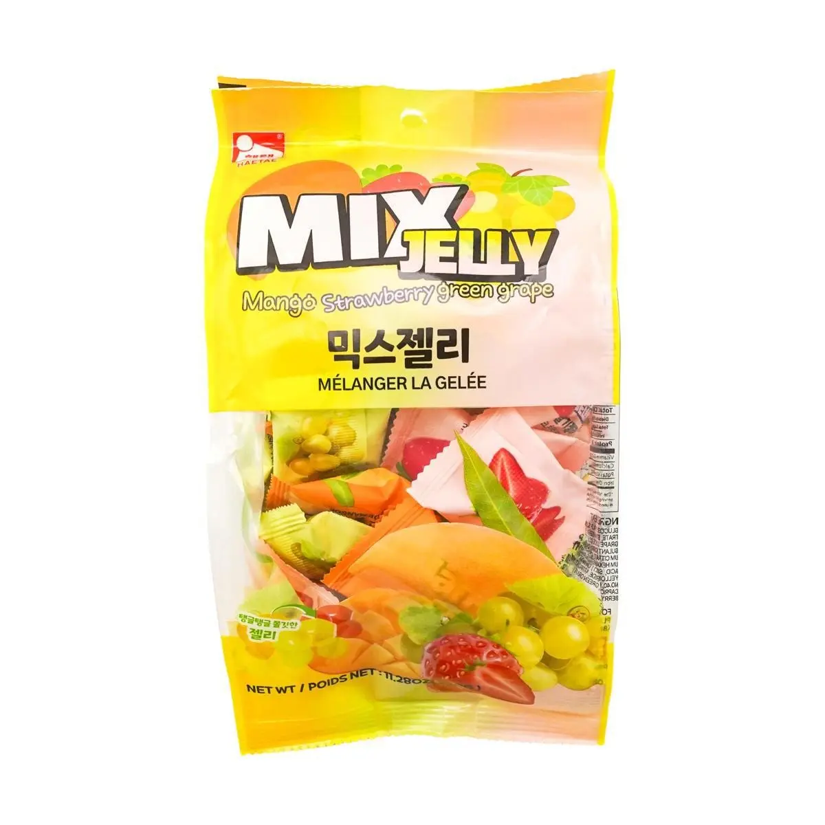 HAITAI Mixed Flavor Jelly Gummy Green Grape + Mango + Strawberry 11.29 oz