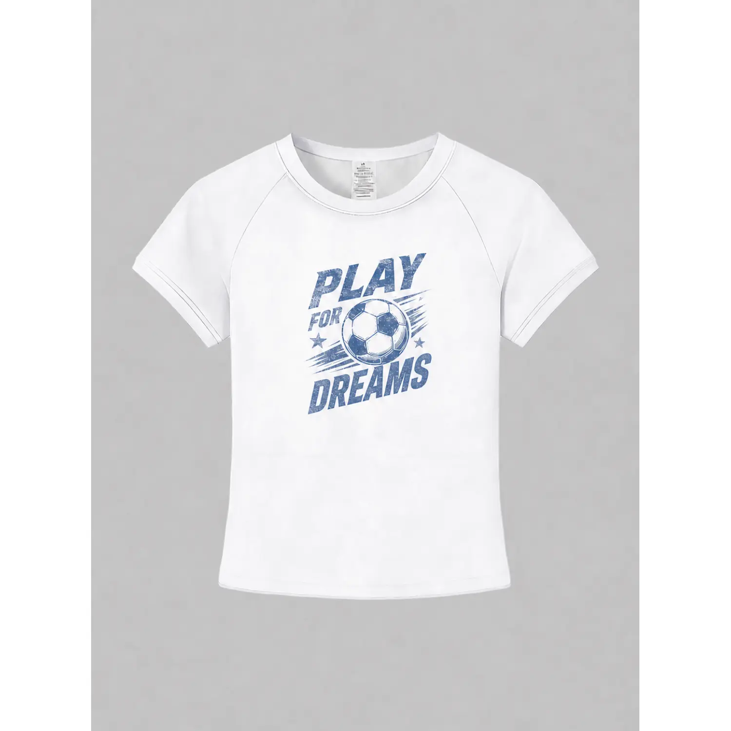 Women's White Soccer Jersey with Short Sleeves and "Play for Dreams" Graphic