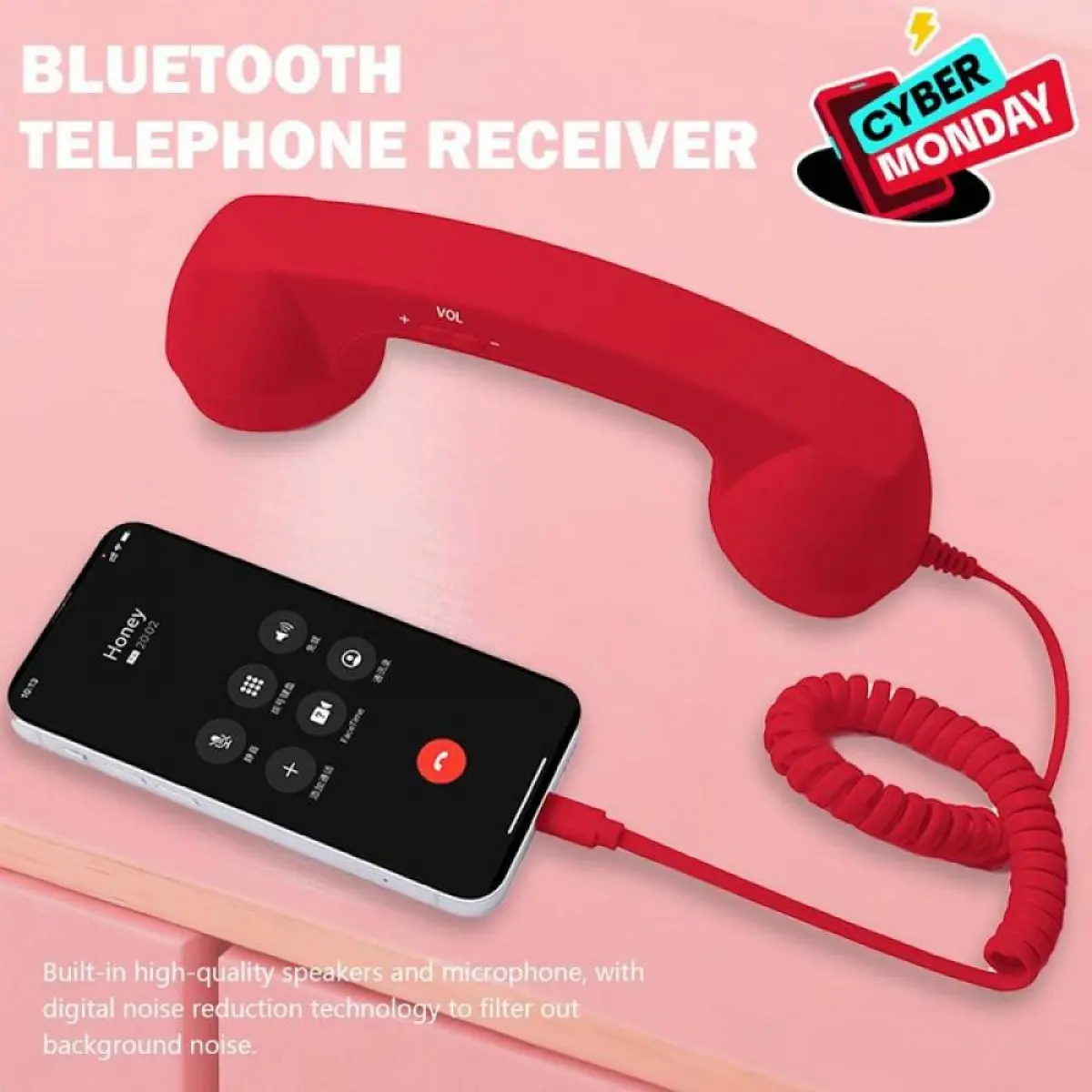 New TYPE-C Straight Plug Phone Retro Mute, C-Style No Conversion Needed, External Call Handset with Simple Ergonomic Design in Colorful Various Dreamy Colors Portable Mini audio Black Headset