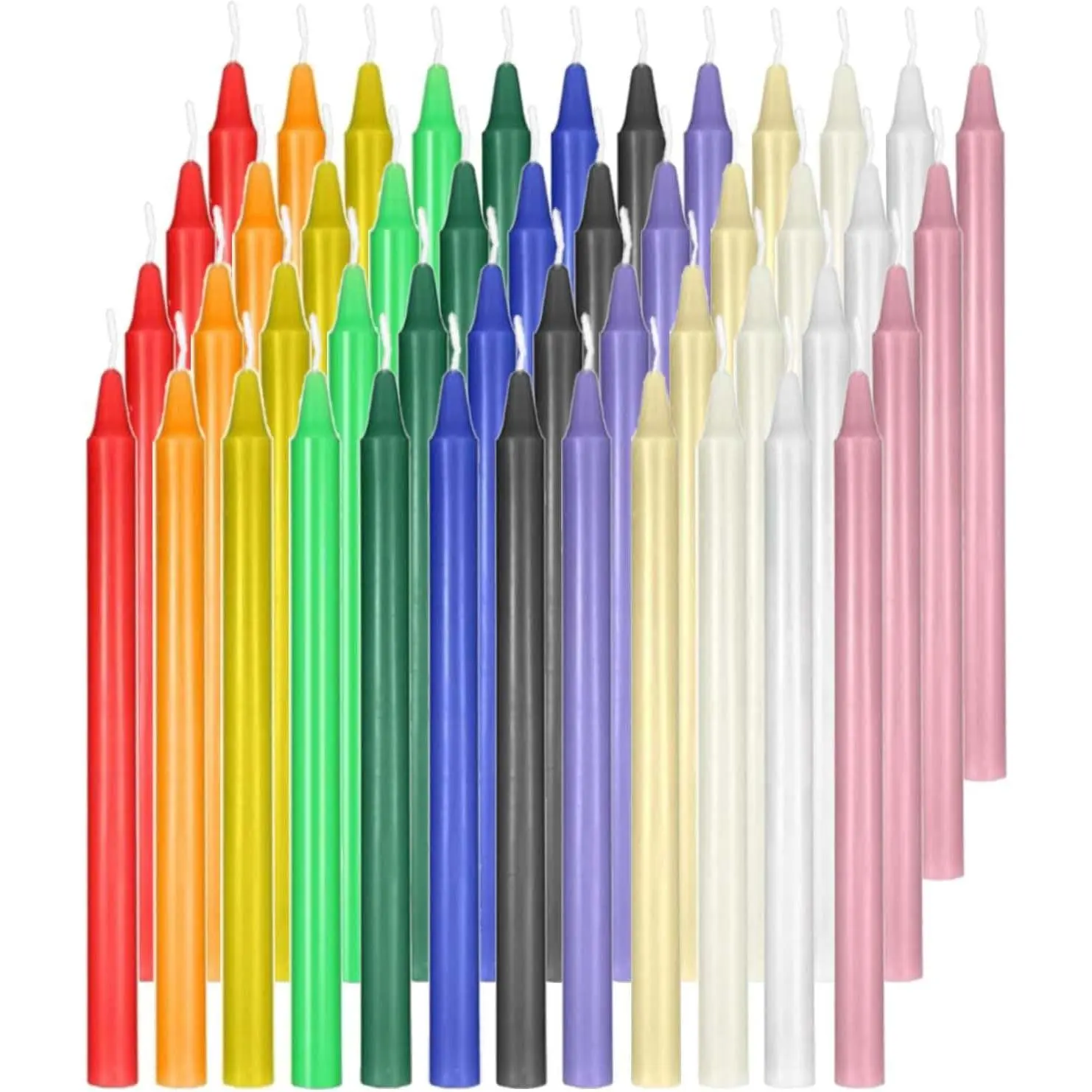 48 count Colored Candle Chime,Spell Candles Unscented Colored Candles Mini Taper,16cm-6.5Inch Tall 0.4 Inch Diameter, Candle Holder Rituals, Prayer, Meditation (48, 16cm)
