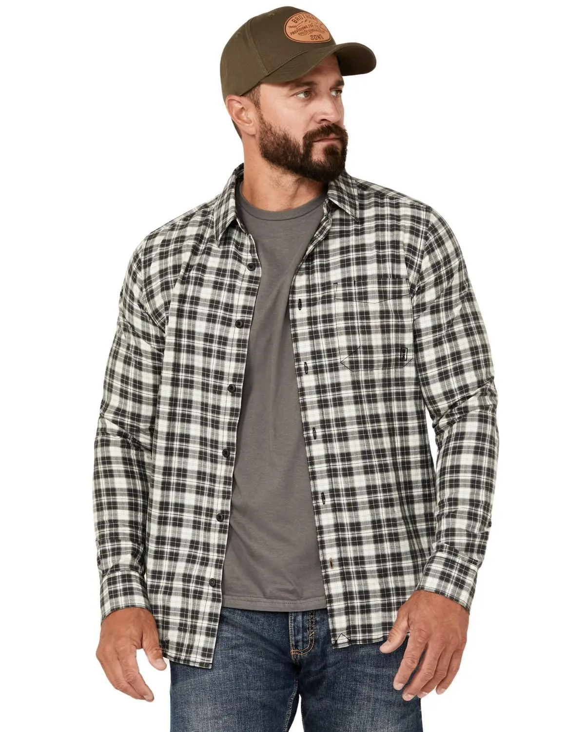 Brothers And Sons Men's Custer Herringbone Long Sleeve Button-Down Shirt - Basho23w14-Char