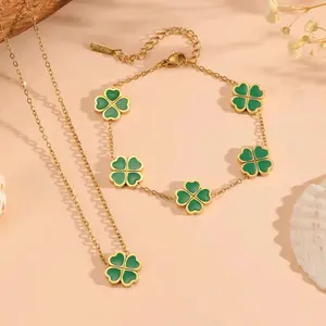 Women's Clover Jewelry Set, Dainty Charm Accessory for Daily Wear