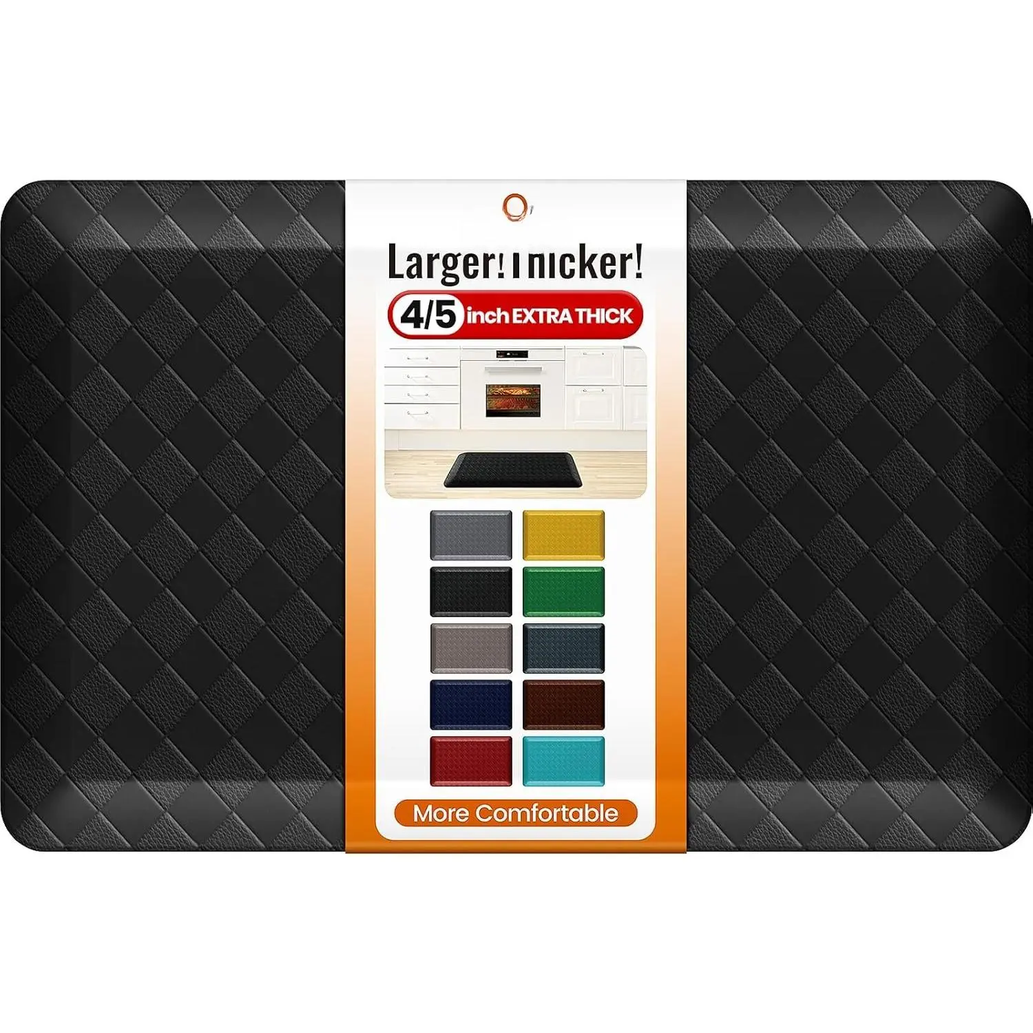 4/5 Inch Extra Thick Kitchen Mats for Floor,Non Slip Anti  Kitchen Rugs, Stain Resistant Sink Mat,Cushioned Standing and Comfort Mats for Office (17"x24" Black)