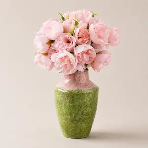 9 PCS  25-27Flower Heads Artificial Pink Peony Flowers for Home Decor Realistic Fake Peony Bouquet with Flexible Stems for Elegant and Romantic Styling