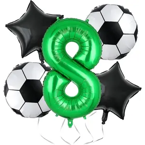 Soccer Balloons 8th Birthday Decorations, Soccer Birthday Party Balloons World Cup Soccer Sports Theme Party Decorations Supplies Favors Anniversary Decor 32in Foil Mylar Green 8 Balloon