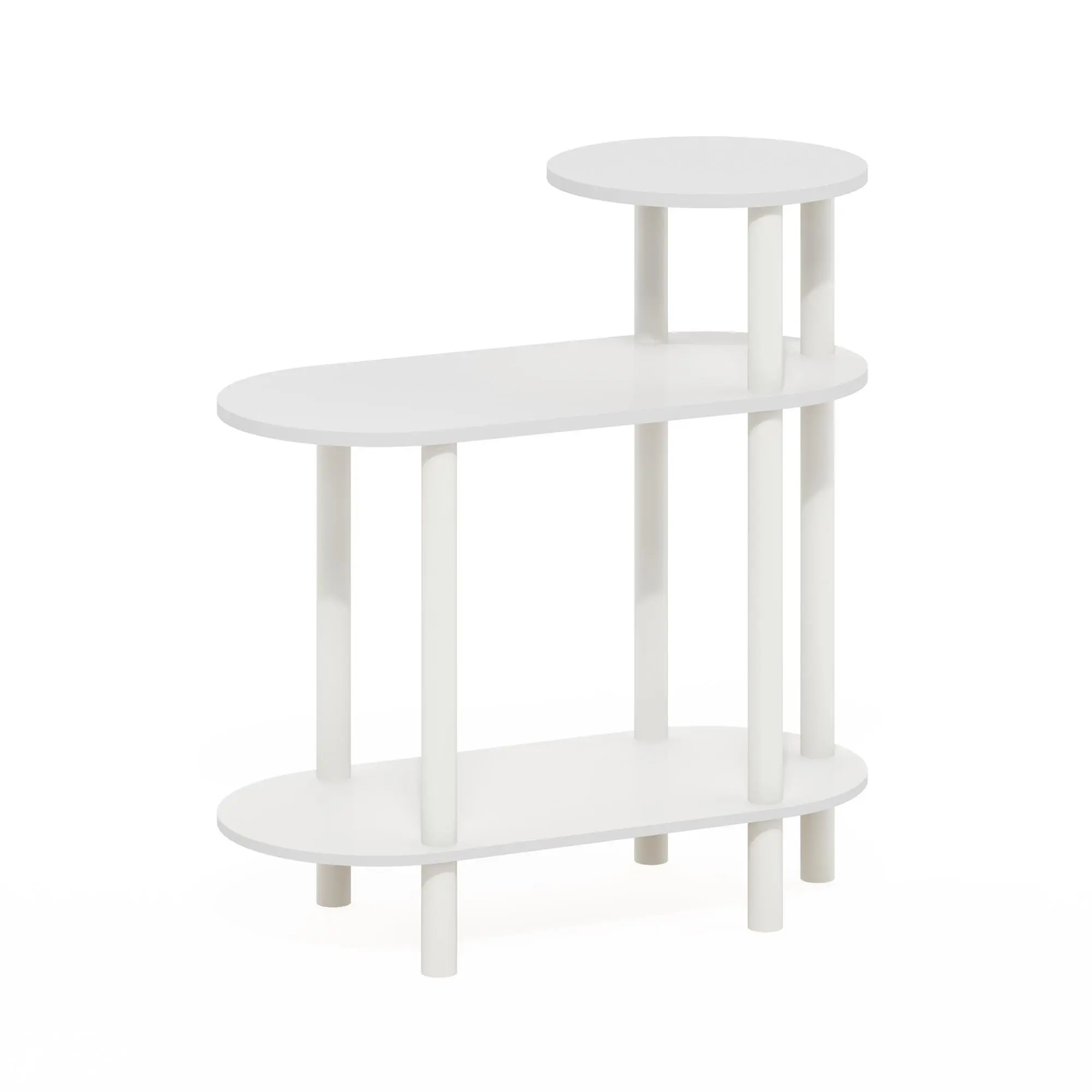 TURN-N-TUBE All-White Minimal End Table - 3-Tier Open Shelf, Tool-Free Assembly, Durable Easy Multi-Function Indoor Furniture for Bedrooms, Small Spaces, All-White End Tables, Durable End Tables