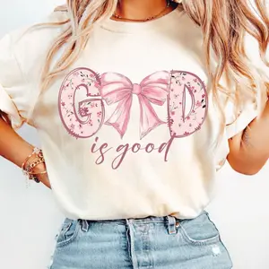 Christian Shirt, God Is Good, Jesus Shirt, Christian Coquette Tee, Christian Pink Coquette Tee