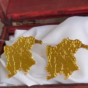 Colombian Map Earrings in 24K Gold plated