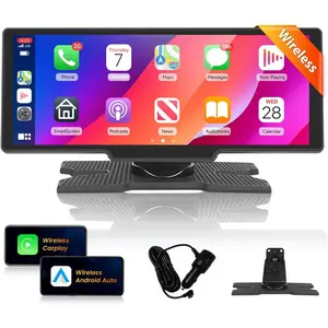 10.26" Wireless CarPlay Screen for Car HD Touchscreen Portable Car Stereo with CarPlay Android Auto Backup Camera Super Link Voice Control Mirror Link AUX FM Bluetooth Car Audio Receivers(does not include a camera)