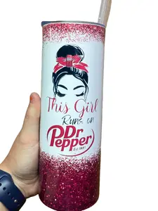 Girl Runs on Dr Pepper 20oz stainless steel tumbler Drinkware