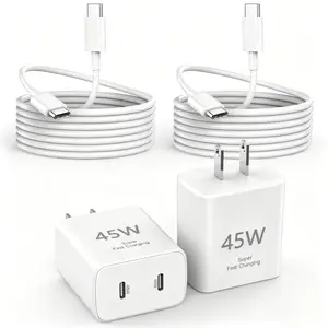 45W for Samsung Super Fast Charger USB C, Dual Android Phone Charger Type C Chargers Fast Charging Block with 10FT Long USB-C Charging Cable Cord for Samsung Ultra/ S25+/ S25/ S24Ultra/ S24-Purple