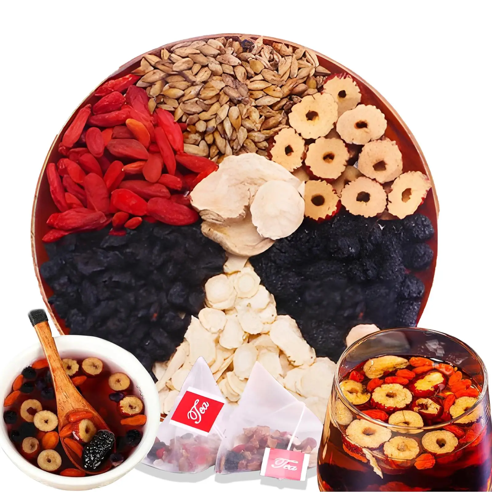 40 PC Kidney tea formula Ginseng Five Treasure TeaCombination Scented Tea Eight Treasure Tea RedDate Wolfberry