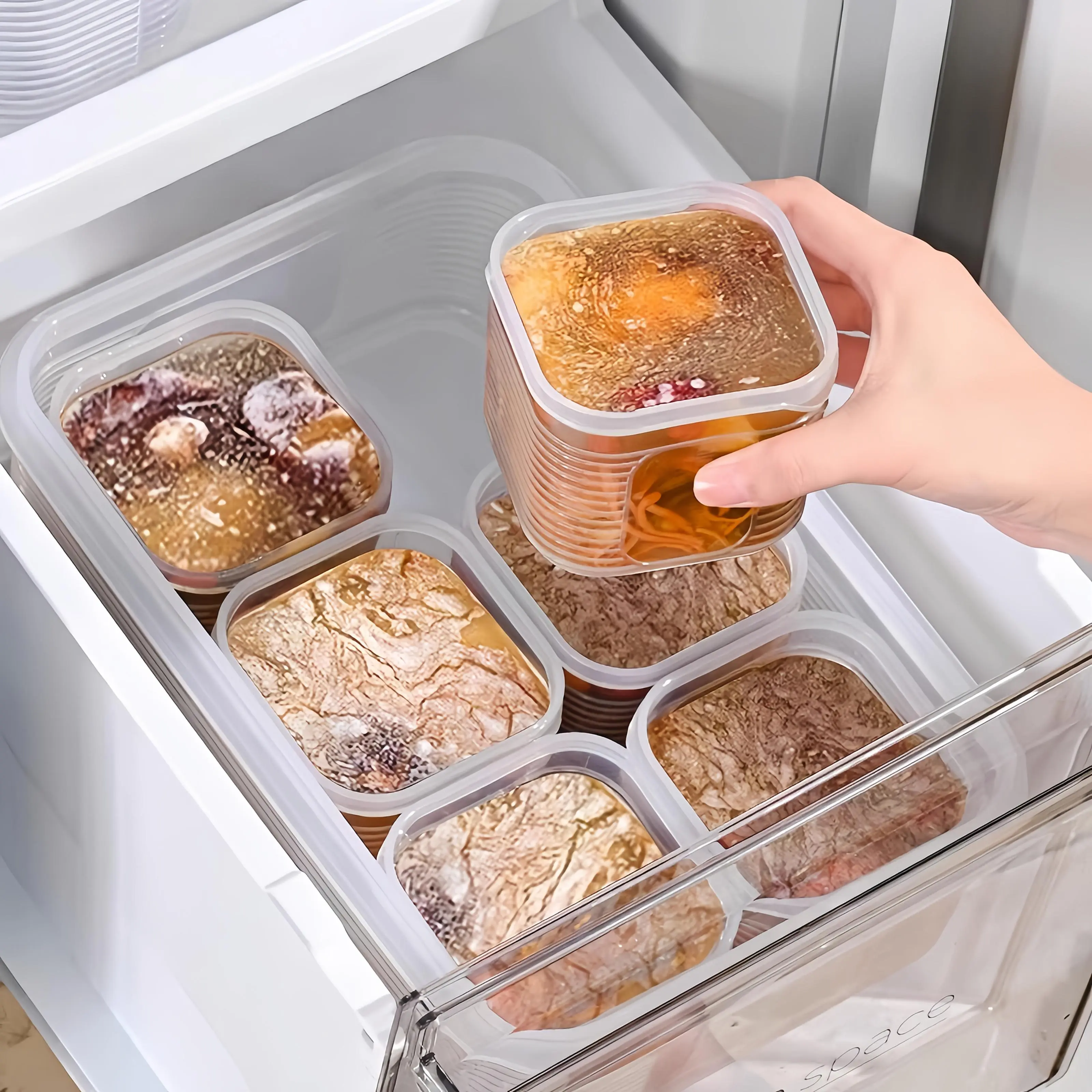 6pcs Plastic Kitchen Preserving Containers with Lids - Freezer Boxes, Microwave-Safe High-Temperature Resistant Soup Storage, Easy-to-Clean Refrigerator Freezer Soup Organizers