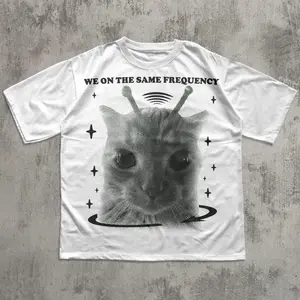 Y2k Retro Alien Cat T-shirt, Vintage Graphic Tee, Silly Cats Shirt, Aesthetic Summer Shirts, Trendy Tees, 2000s Tshirt, 90s Clothes