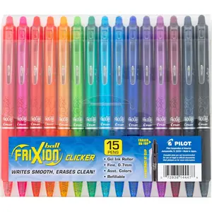 Pilot FriXion Erasable Gel Pens, Fine Point 0.7 mm Erasable Pens, 15 Assorted Colors