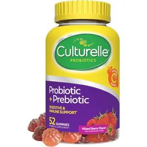 Daily Probiotic Gummies for Women and Men with Prebiotics for Digestive Health Berry Flavor Non GMO Vegan 52 Count