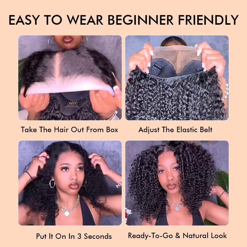 Alipearl Hair 250% Density Spiral Curl Kinky Curly 5x7 Lace Closure Glueless Wigs Pre Styled Pre Cut Lace Wigs Human Hair Beginners Friendly Glueless Wig