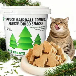 Freeze-Dried Cat Treats – Spruce Fiber Helps Keep Hair balls in Check, Protein-Rich Chicken, Omega-3 & Vitamins for Shiny Fur – Individually Wrapped, Easy to Serve