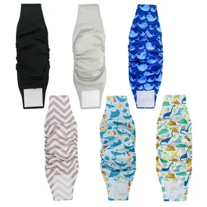 6-Pack Reusable Male Dog Belly Bands – Washable, Soft & Breathable, Adjustable Fit for Puppies, Random Colors